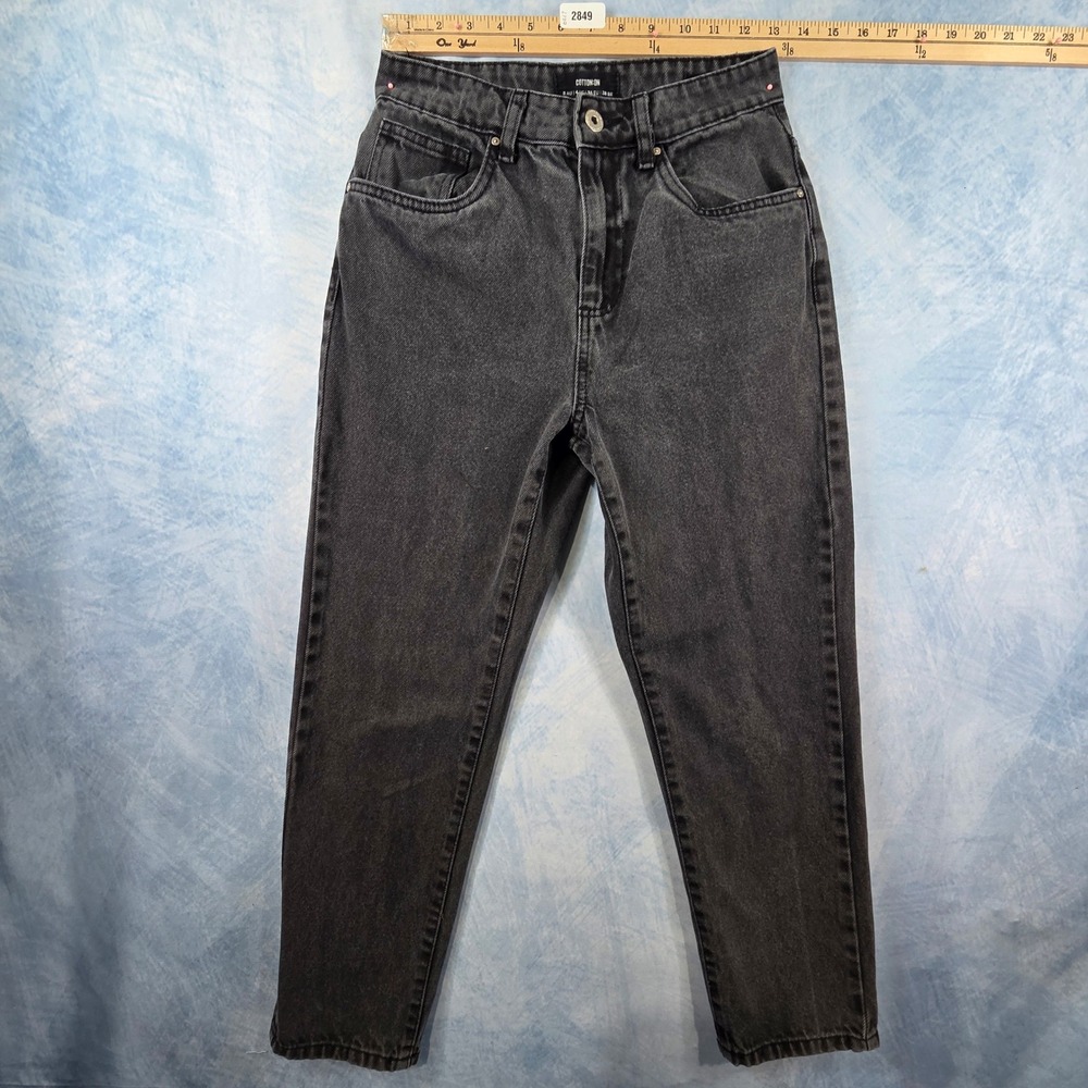 Cotton On Mom Jean High Waisted Tapered Leg Washed Black Denim Size 4 US